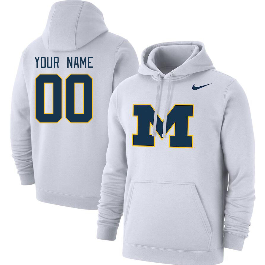 Custom Michigan Wolverines Name And Number College Hoodie-White - Click Image to Close